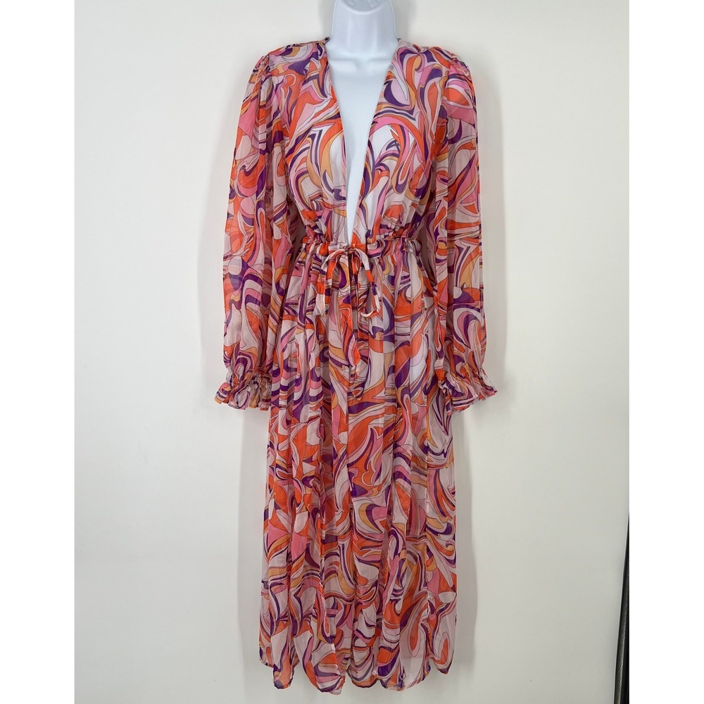 Women's Pink Orange Purple Swirl Swim Cover-Up Dress